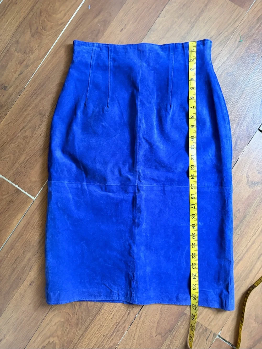 Vtg 80s cobalt blue suede skirt set NOS